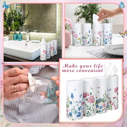 Fourluoo 12 Pack Spring Wildflower Cylinder Tissues for Car Floral Round Cylinder Holder with 3 Ply Facial Tissues for Spring Travel Home Bathroom Office Accessories - style: Mixed Flower
