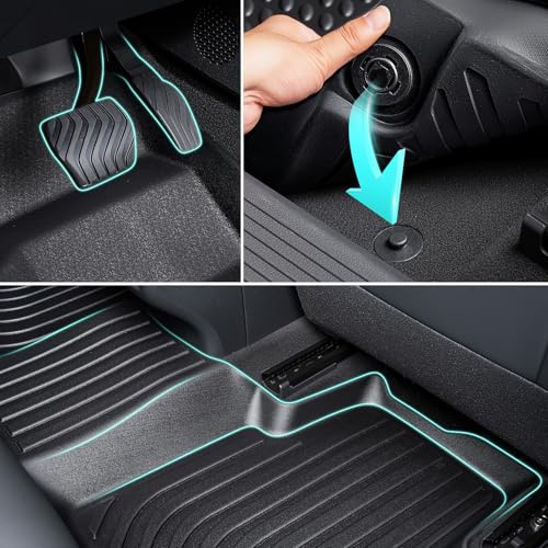 Floor Mats Custom-Fit for Nissan Rogue 2021-2026 | All-Weather Car TPE Mat Set | Front Rear Floor Liners | Automotive Interior Accessories for Protection Not for Sport Models