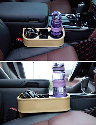 Car Seat Organizer Cup Drink Holders,Multifunctional Gap Filler Storage Box,Insert Organization Helps Reduce Distracted Driving&Holds Phone Mount Mug Bottle Cellphone Coaster Wallet Card (XBD-Beige) - color: XBD-Beige