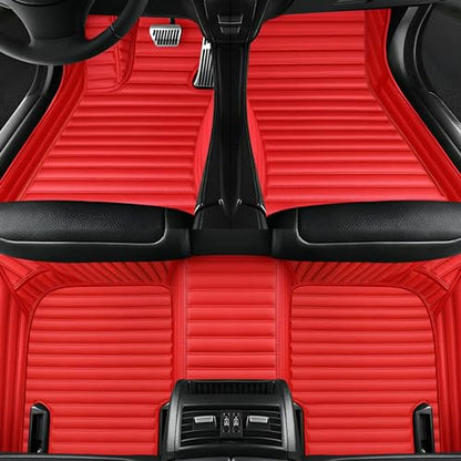 Add Personal Touch to Your Vehicle with IMEISH Customizable Logo Text Car Mats for 99% of vehiclesPads Protection Non-Slip Leather Floor Liners (Red Stripe) - color: Red stripe