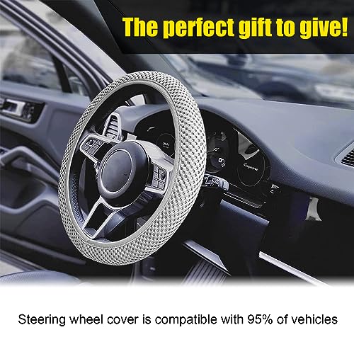Kewucn Car Elastic Stretch Steering Wheel Cover, Soft Microfiber Breathable Ice Silk, Universal 15 Inch Anti-Slip Auto Steering Wheel Protector, Fit Car, SUV, Van, Sedan, Truck (Gray) - size: Gray