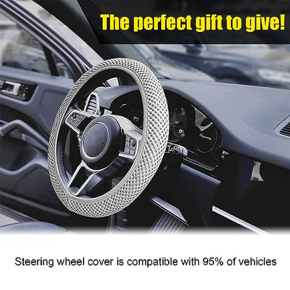 Kewucn Car Elastic Stretch Steering Wheel Cover, Soft Microfiber Breathable Ice Silk, Universal 15 Inch Anti-Slip Auto Steering Wheel Protector, Fit Car, SUV, Van, Sedan, Truck (Gray) - size: Gray