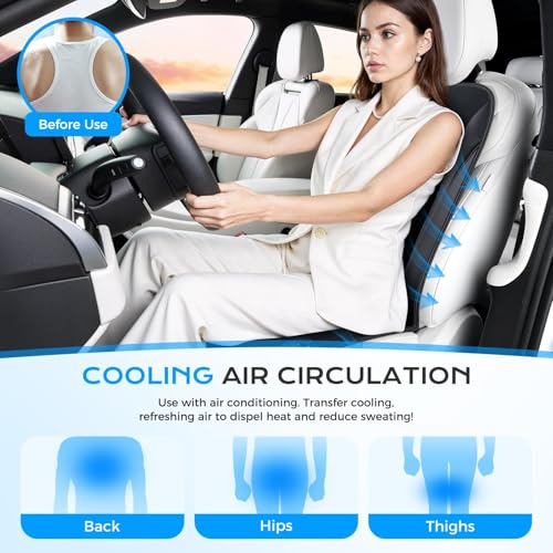 Coverado Upgraded Cooling Car Seat Cushion 8 Turbo Fans 12V-24V Ventilated Cooling Seat Cover 3 Adjustable Wind Speeds Long Lasting Coolness Summer Driving Universal Fit for Car SUV Truck Black - color: Black