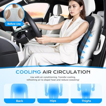 Coverado Upgraded Cooling Car Seat Cushion 8 Turbo Fans 12V-24V Ventilated Cooling Seat Cover 3 Adjustable Wind Speeds Long Lasting Coolness Summer Driving Universal Fit for Car SUV Truck Black - color: Black