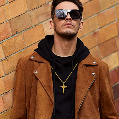 Cross Pendant for Car Rearview Mirror Charm Jesus Cross Necklace Jewelry Men Auto Interior Car Decor Crucifix Christian Religious Gift (Bronze)