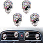 Bling Skull Air Vent Clips, 4 Pcs Crystal Skull Car Air Fresheners Vent Clips Car Diffuser Vent Clip Rhinestone Diamond Decoration Cute Interior Decor Bling Accessories for Women