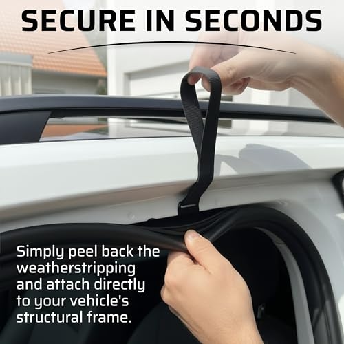 6 Cargo Tie Down Door Hook Straps for Rooftop Cargo Carrier, Patented Heavy Duty Flat Hooks, Roof Rack Clips for Car Top Bag, Luggage Straps for Car, Replacement Parts, No Roof Rack Required