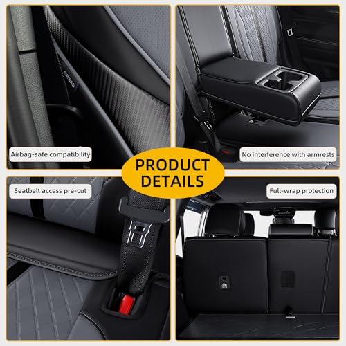 Custom Fit Seat Covers for 2025-2027 Toyota 4Runner (5-Seater), Waterproof Faux Leather Full Set, Full Coverage Protectors for SR5/TRD Off-Road/Sport/Limited/Trailhunter - Black+Grey