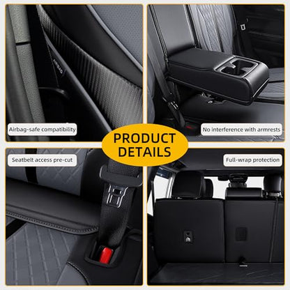 Custom Fit Seat Covers for 2025-2027 Toyota 4Runner (5-Seater), Waterproof Faux Leather Full Set, Full Coverage Protectors for SR5/TRD Off-Road/Sport/Limited/Trailhunter - Black+Grey