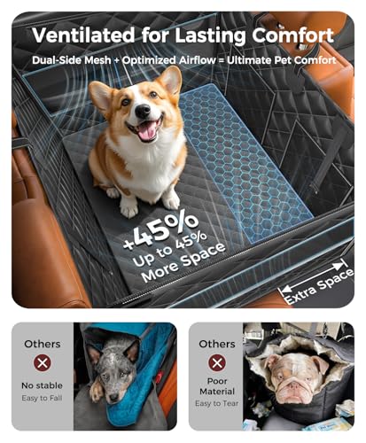 Doglike UNBREAK Large Dog Car Seat [Military-Grade Protection], 500LB Ultra-Support Back Seat Extender for Dogs Carseat Hard Bottom, Waterproof Pet Carseat Dog Hammock for Cars/SUV/Truck XL Size - size: XL Size