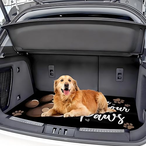 Universal Car Trunk Mat, All Weather Trunk Protection Cargo Liner, Stylish Vehicle Interior Accessories, Durable Cargo Mat Rear Trunk Line Suitable for Most Car (Brown Dog Paw Print, 29" x 39") - color: Brown Dog Paw Print