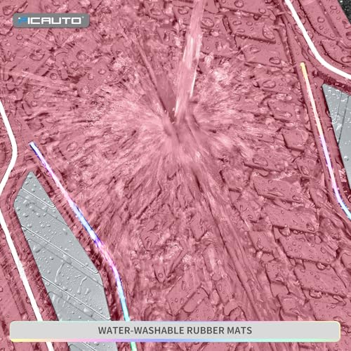 PIC AUTO All Pink Car Floor Mats, Aluminum-Molded with Full-Circle Iridescent Inlay Strip Car Mats, Universal-Fit Rubber Mats for Cars, Trucks & SUVs, All-Weather, Non-Slip, Easy-to-Clean Interior Mat - color: All Pink