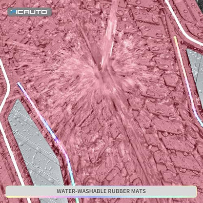 PIC AUTO All Pink Car Floor Mats, Aluminum-Molded with Full-Circle Iridescent Inlay Strip Car Mats, Universal-Fit Rubber Mats for Cars, Trucks & SUVs, All-Weather, Non-Slip, Easy-to-Clean Interior Mat - color: All Pink
