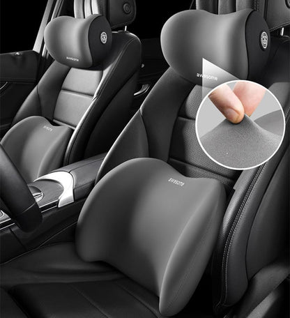 Car Lumbar Support Pillow and Car Neck Pillow Kit, Ergonomic Car Seat Headrest & Lumbar Cushion with Adjustable Strap for Neck Back Pain Relief, for Office Chair/Truck/Wheelchair (Gray) - color: Gray