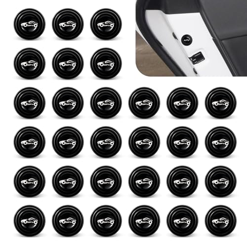 30PCS Car Shock Absorber, Car Door Shock Absorber Cushion Gasket, Sound Deadening High Elasticity Silicone Waterproof Absorber, DIY Self-adhesive Replacement Parts, Universal for Most Cars (Black) - size: 30 PCS
