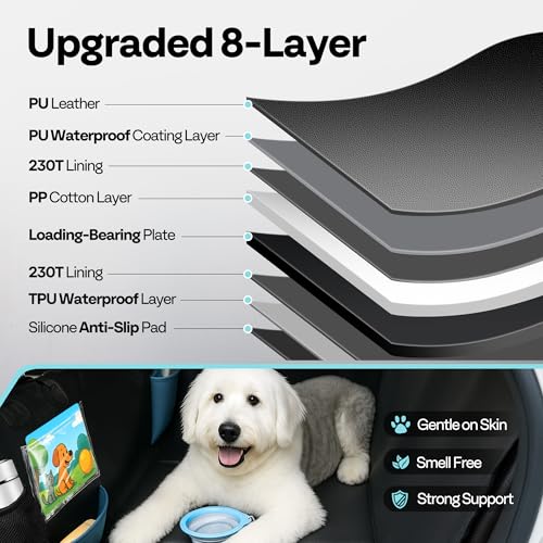 Back Seat Pet Cover for Dogs 59", Upgraded PU Leather Back Seat Extender with Hard Bottom Holds 400LBS, Waterproof Anti-Scratch, Dog Backseat Cover for Cars, SUV & Small Truck - size: XL