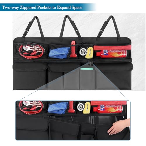 Car Trunk Organizer, Upgraded Version Expand Space Hanging Trunk Organizer with Adjustable Straps, Collapsible Waterproof Suv Trunk Organizers, Sturdy Space Saver Frees for SUV, Truck