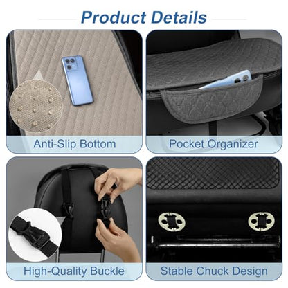 2 Pack Linen Front Car Seat Covers for Cars, Breathable Linen Car Seat Protector Fit Four Seasons, Non-Slip Car Seat Pad for Most Vehicles (2Pack Dark Grey)