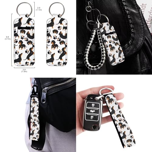 Black Dachshund Dog Car Seat Covers 12 Pcs Full Set Dog Lover Car Interior Set Durable Auto Steering Wheel Cover Dog Paw Seat Belt Pads Chapstick Holder Keychain for Women - color: Black Dachshund Dog
