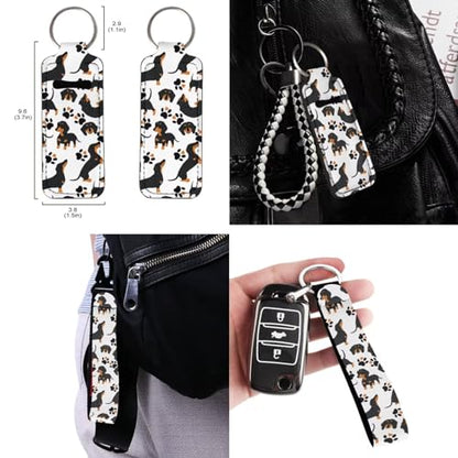 Black Dachshund Dog Car Seat Covers 12 Pcs Full Set Dog Lover Car Interior Set Durable Auto Steering Wheel Cover Dog Paw Seat Belt Pads Chapstick Holder Keychain for Women - color: Black Dachshund Dog