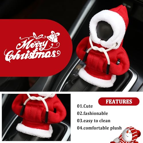 OFBAND Hoodie Car Gear Shift Cover,Christmas Car Decor Gear Shift Knob Cover for Manual/Automatic Shift Knob,Universal Interior Car Accessories Hoodie for Gearr Shifter Knobs (Christmas Red) - color: Christmas Red