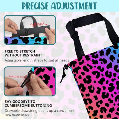 Car Garbage Bag Rainbow Cheetah Leopard Print Drawstring Car Trash Bag Hanging for Back Seat with Adjustable Buckle Canvas Vehicle Trash Can Easy-to-Install - color: Rainbow Cheetah Leopard Print