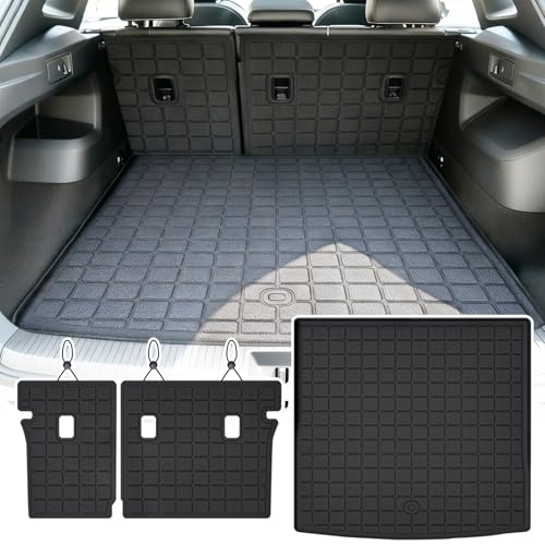 Floor Mats for 2025 2026 Volkswagen Tiguan & Cargo Liners & Backrest Mat,TPE All Weather Protection 1st & 2nd Row Floor Liners with Trunk Mat Covering The Backrest Accessories - size: Floor + Cargo + Backrest
