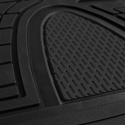 FH Group Automotive Floor Mats Universal Fit Climaproof for All Weather Protection Heavy Duty Rubber fits Most Cars, SUVs, and Trucks, Trim to Fit Black