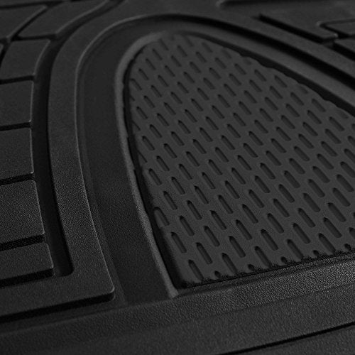 FH Group Premium Liners Tall Channel Trimmable All Weather Rubber Full Set Car Floor Mats (Black) w. Trimmable All-Season Cargo Liner (Black) - Universal Fit for Cars Trucks and SUVs - color: Black, style: With Cargo Mats