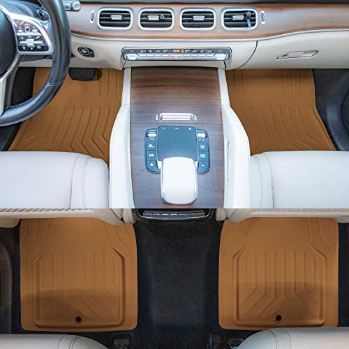 FH Group Faux Leather Deep Dish Car Floor Mats, Universal Fit, Trim-to-Fit, Brown - color: BROWN