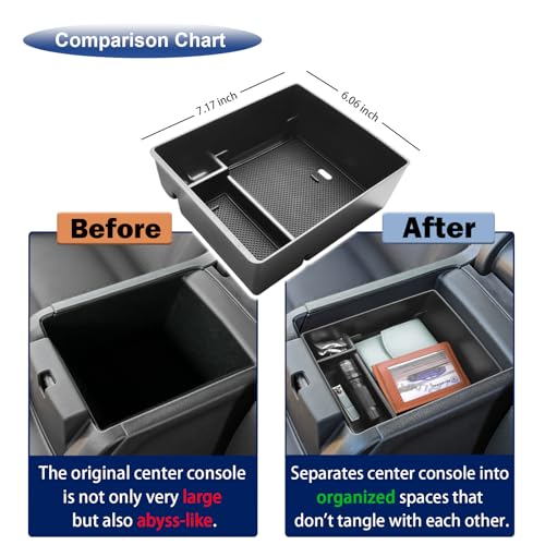 RUNROAD Center Console Organizer Compatible with GMC Acadia 2017-2023 Accessories, Insert Armrest Storage Tray Console Organizer Secondary Storage Box, Black