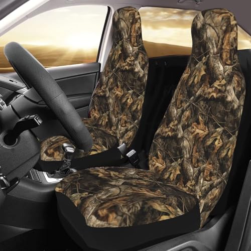 Auto Seat Covers Brown Leaf Camo Front Seat Protector Fit for Most Cars, Sedan, SUV, Van Hunting Camouflage 2 Pcs Bucket Seats Cover, Machine Washable and Soft - color: Camouflage Leaf
