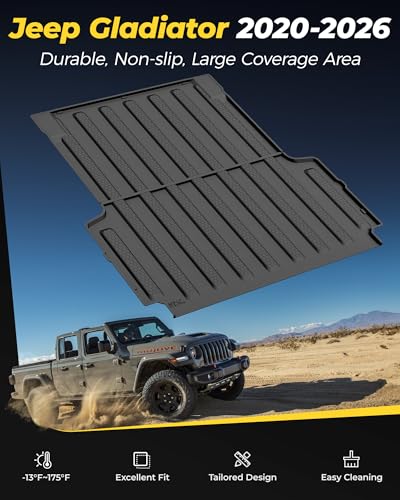 3W Truck Bed Mat Fit for 2020-2025 2026 Jeep Gladiator (5ft Bed), All Weather Protection Custom Fit TPE Heavy Duty Truck Bed Liner for Jeep Gladiator JT Accessories Black - size: 5. Jeep Gladiator|20-26|Truck Bed Mat
