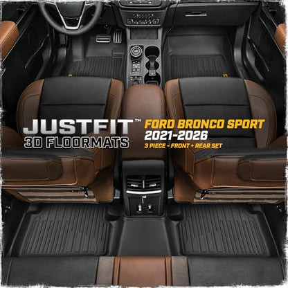 CAT® JustFit™ 3D All Weather Floor Mats for Ford Bronco Sport ONLY 2021-2026, Custom Fit Heavy-Duty Rubber Car Mats Full Set for 4 Door Models, (Not for Rubberized Floors)