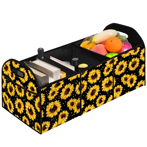 Sunflower Car Trunk Storage Box with Pockets Car Accessory for SUVs Cars Automotive Organizer - color: Sunflower