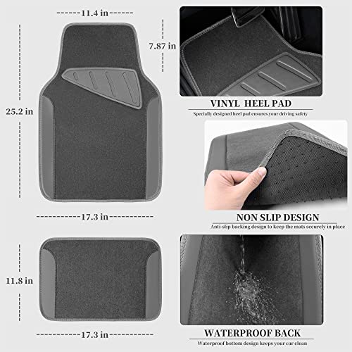 CAR PASS Waterproof Universal Fit Car Floor Mats, Car Mats Fit for SUV,Vans,sedans, Trucks,Set of 4pcs Car Carpet with Driver Heel Pad (All Gray) - color: All Gray