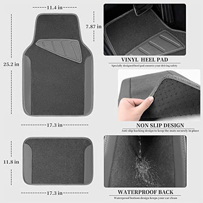 CAR PASS Waterproof Universal Fit Car Floor Mats, Car Mats Fit for SUV,Vans,sedans, Trucks,Set of 4pcs Car Carpet with Driver Heel Pad (All Gray) - color: All Gray