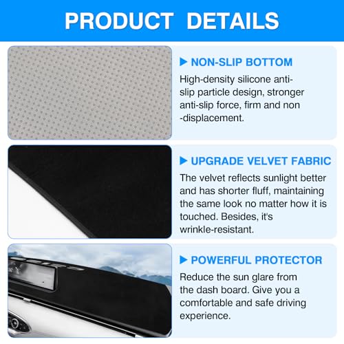 Autorder Dashboard Cover Mat for 2022-2025 Genesis GV70 Accessories Dash Cover Upgrade Velvet Dash Mat Sunshade Glare UV Rays Protector - size: For Genesis GV70 2022-2025