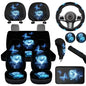 Romantic Blue Rose Print Car Seat Covers Full Set for Men Women 12pcs Steering Wheel Cover Armrest Pad Gear Shift Cover Car Accessories Set for Cars Seat Covers with Headrest Covers - color: Romantic Blue Rose