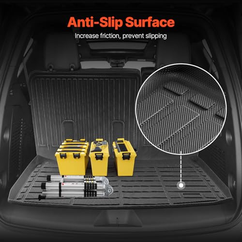 VEVOR Cargo Mats Compatible Tahoe & GMC Yukon 2021-2024, Custom Fit TPE Cargo Liner Set for SUVs, Trunk and Rear Back Seat Protector Replacement, Trunk Mat and Backrest Mats - style: Tahoe/GMC Yukon 2021-2024