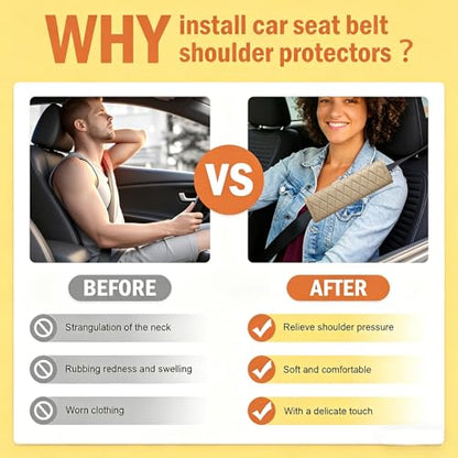 Beige PU Leather Seat Belt Covers - 2Pcs, Diamond Stitched Seat Belt Pads, Universal Fit for Car Truck SUV - color: gw-beige