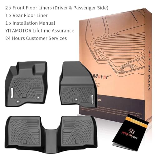 YITAMOTOR Floor Mats Compatible with 2015-2019 Ford Explorer Without 2nd Row Center Console, Custom Fit Floor Liners 1st & 2nd Row All- Weather Protection,Black