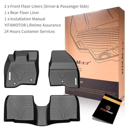 YITAMOTOR Floor Mats Compatible with 2015-2019 Ford Explorer Without 2nd Row Center Console, Custom Fit Floor Liners 1st & 2nd Row All- Weather Protection,Black