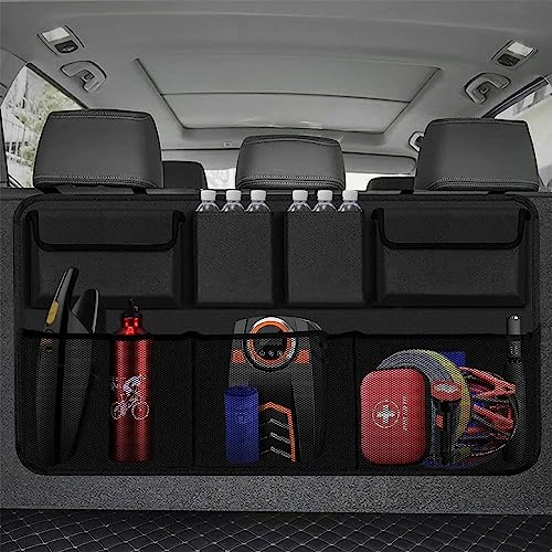 Snuopfy Car Trunk Organizer and Storage, Backseat Hanging Organizer for SUV, Truck, MPV,Van Collapsible Cargo Storage Bag with 7 Pockets, Car Interior Accessories for Men and Women