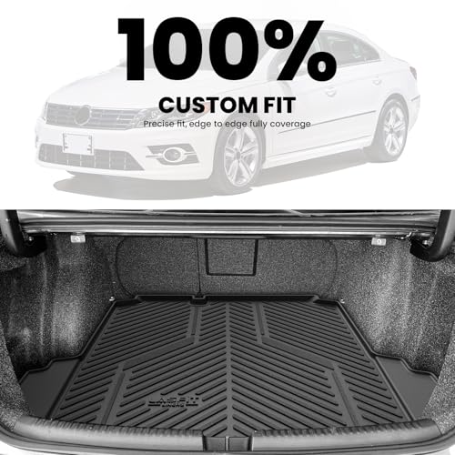 LASFIT Trunk Mat for Volkswagen Jetta 2011-2018, Custom Fit All-Weather TPE Rubber Cargo Mat for VW Jetta Accessories Trunk Liner Cargo Liner, Waterproof, Easy to Clean, Black - size: 2)2011-2018|For VW Jetta|Cargo Mat
