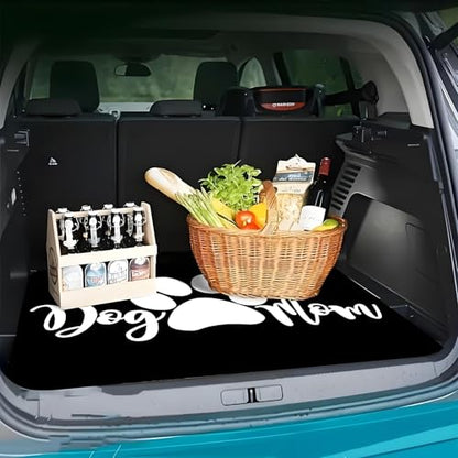 Universal Car Trunk Mat 29" x 39", Mom Paw Print All Weather Trunk Protection Cargo Liner, Durable Cargo Mat Rear Trunk Liner, Stylish Vehicle Interior Accessories Suitable for Most Car Models - color: Mom Paw Print