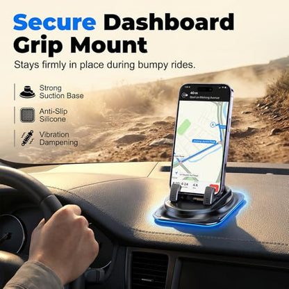 Dashboard Phone Holder for Car, 360 Degree Rotation Mount, Foldable Silicone Dash Stand, Anti-Slip Mobile Cradle Compatible (2PC) - color: 2PC