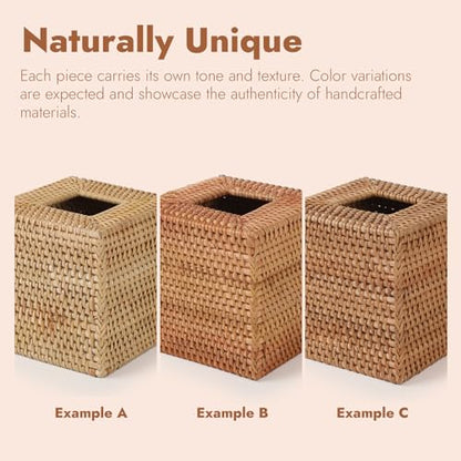 Rattan Tissue Box Cover Square, Hand Woven Wicker Tissue Holder, 5.5 x 5.5 X 5.7 inch, Natural - color: Natural, size: Square (5.7"H)