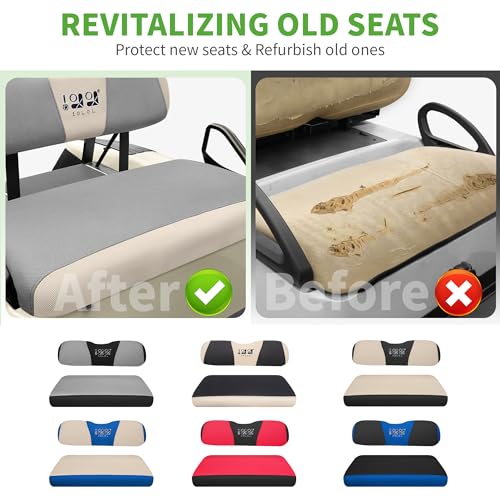 10L0L Golf Cart Seat Covers, Super Comfort Cooler Than Vinyl Seat Cover, Front and Rear Seat Cover for Yamaha EZGO Club Car, No Drilling Breathable Mesh Bench Seat Blanket, Machine Washable - color: Dark Gray + Beige, style: Front Seat - For EZGO TXT & RX