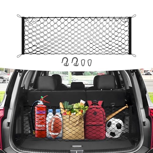 Canvcle Trunk Cargo Net for 2020-2026 Kia Telluride Accessories Envelope Style Mesh Trunk Net Organizer and Storage Stretchable Adjustable Elastic Nylon Rear Cargo Netting with Hooks - style: for Kia Telluride